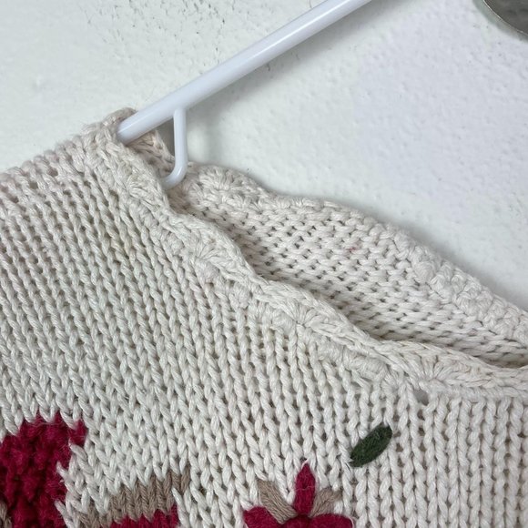 Vintage Donagain Floral Sweater Scalloped Collar - Picture 4 of 5